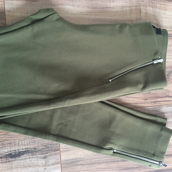 Forever 21 Olive Green Zipper Pant Leggings - Picture 2 of 5